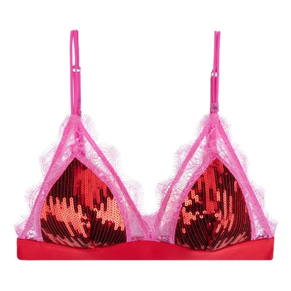 Anthropologie love stories Punk and Red Sequin Lace Bralette